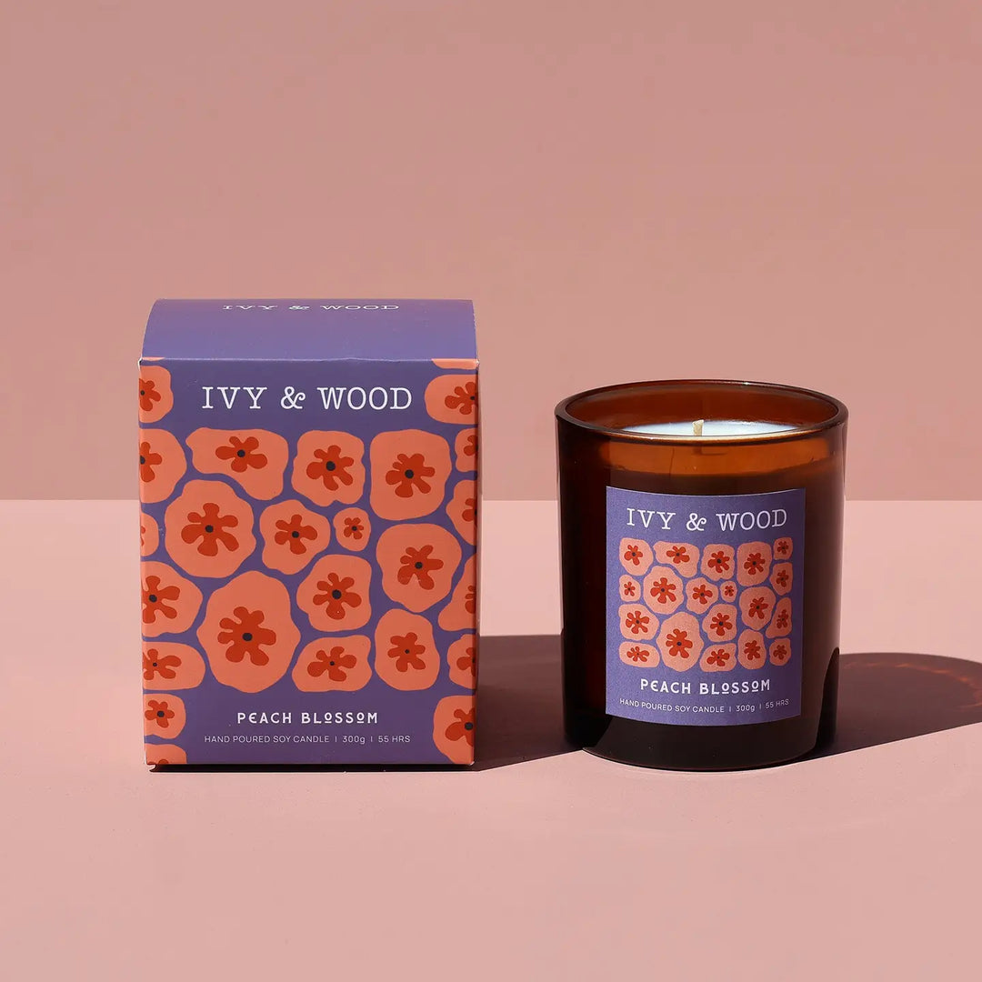 Peach Blossom Scented Soy Candle | Ivy & Wood Flora Collection