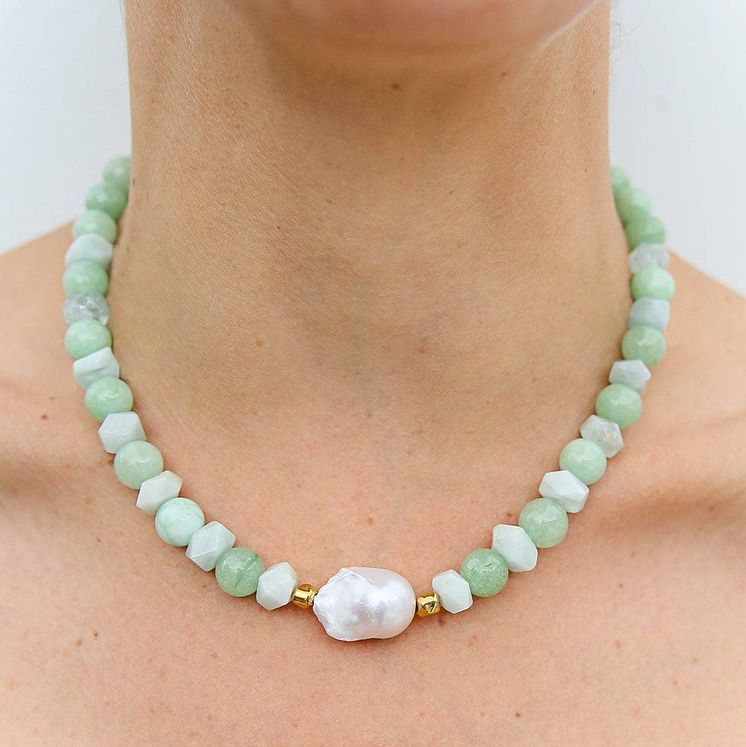 Melon Quartz Keshi Necklace