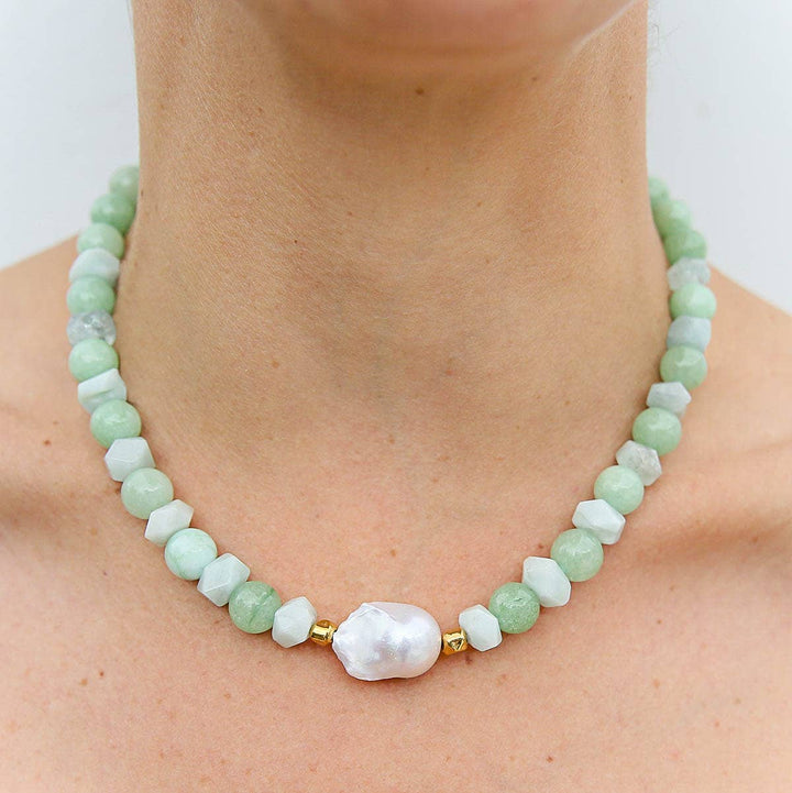 Melon Quartz Keshi Necklace