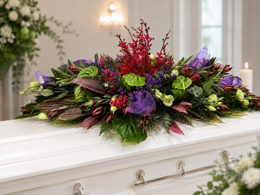 Majestic Farewell | Luxury Orchid & Anthurium Casket Spray