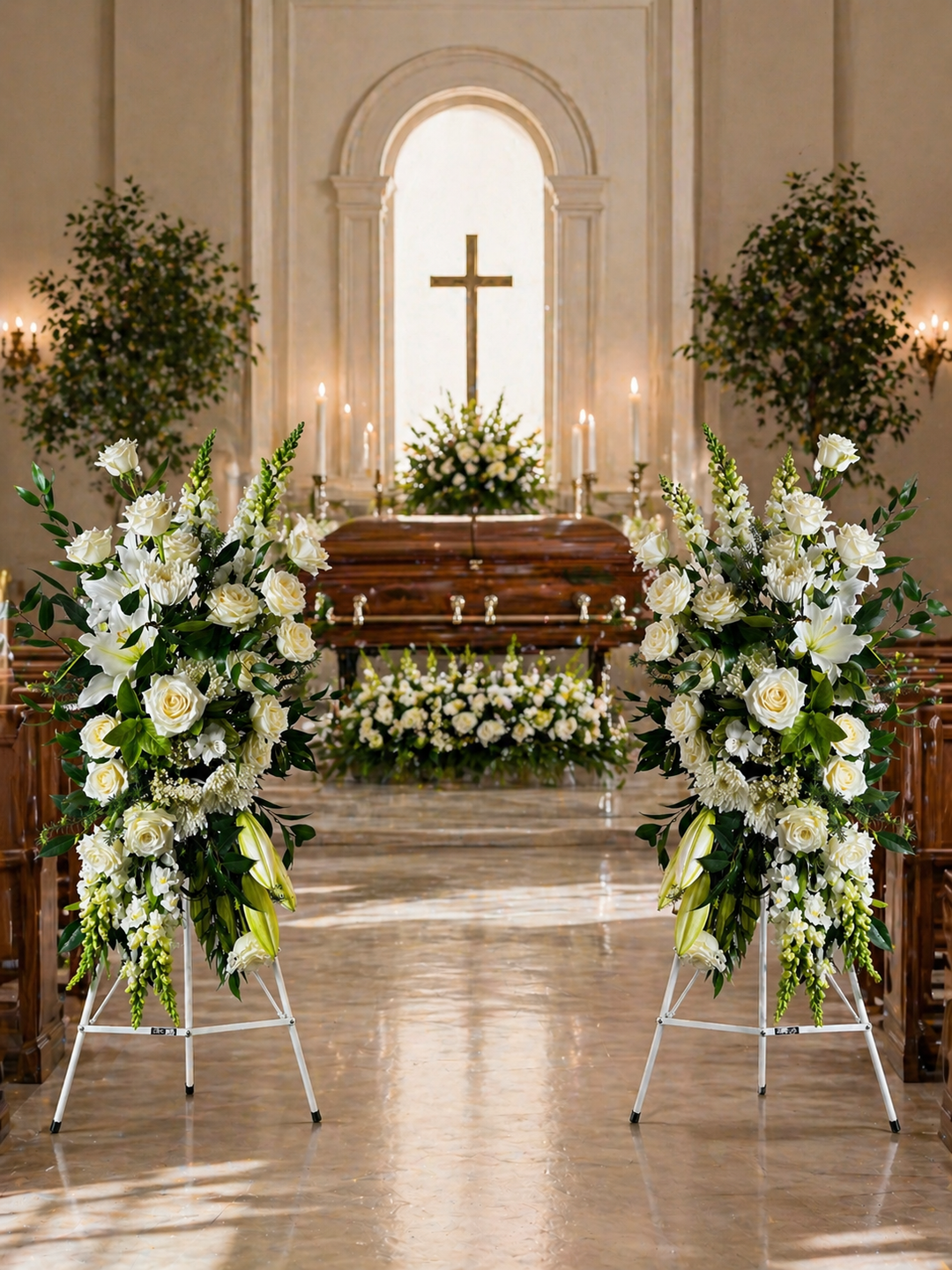 Classic White Standing Spray | Same Day Funeral Flowers Melbourne