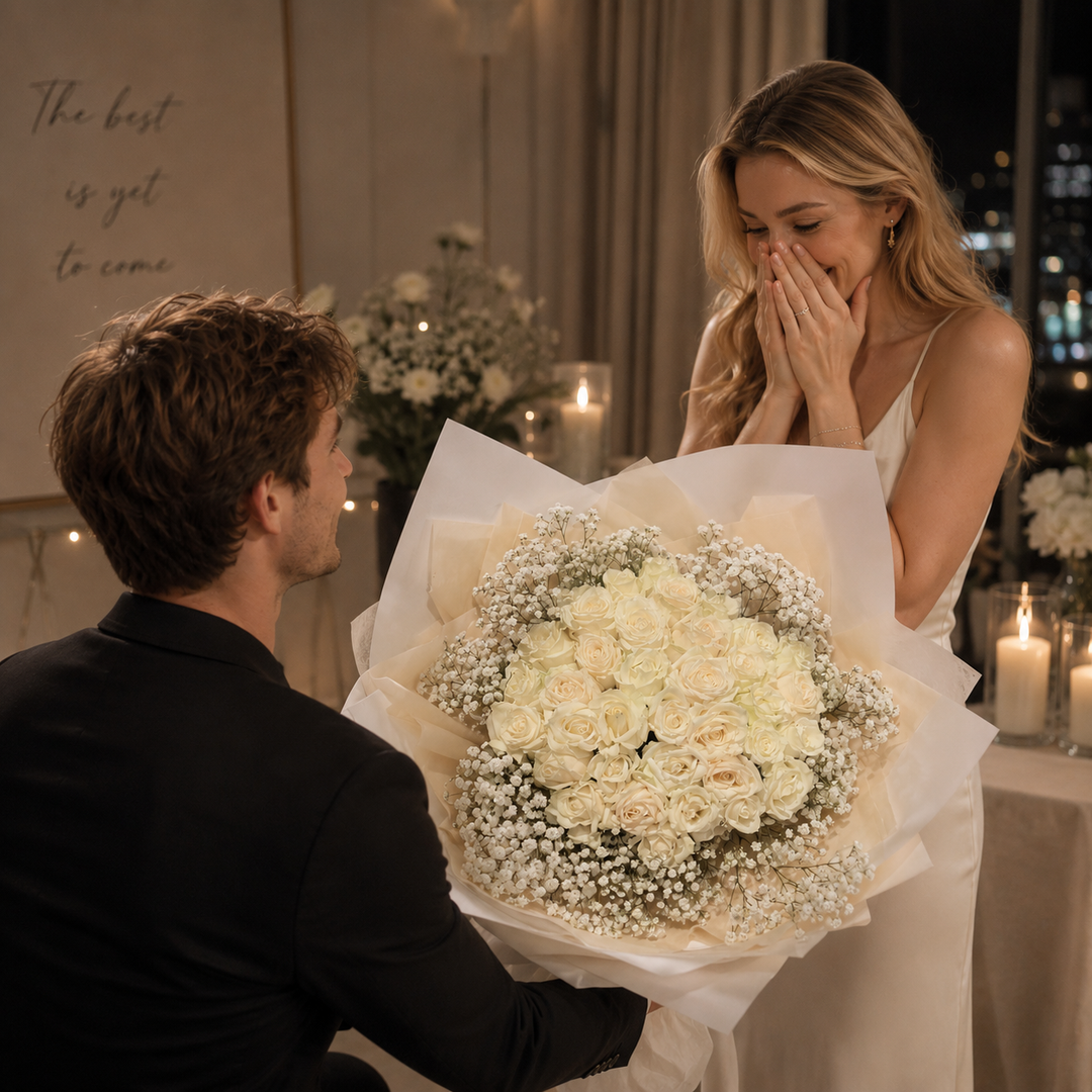 Forever Yes – 36 White Roses Bouquet
