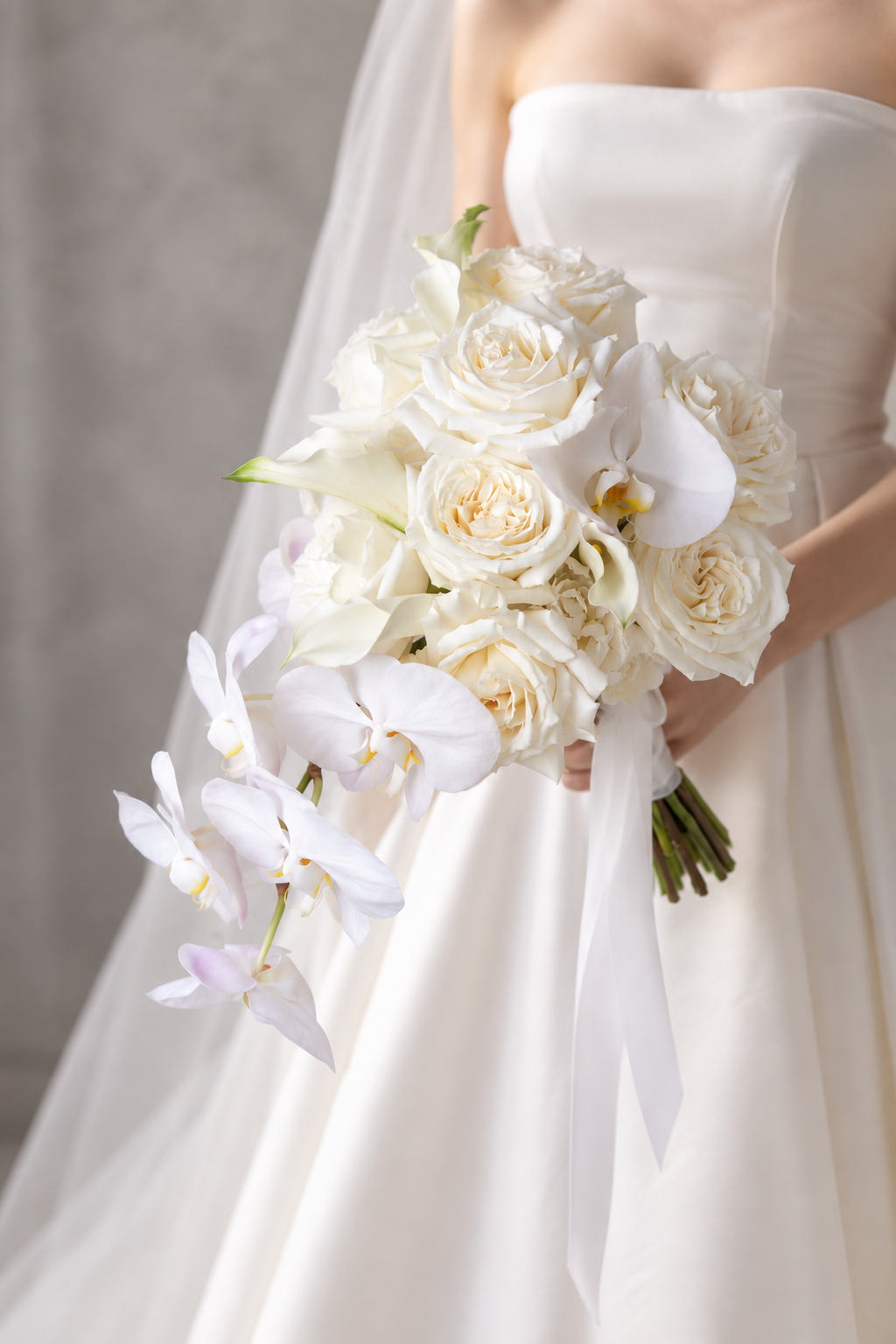 Pure White Cascade Bridal Bouquet Classic | Wedding Flowers