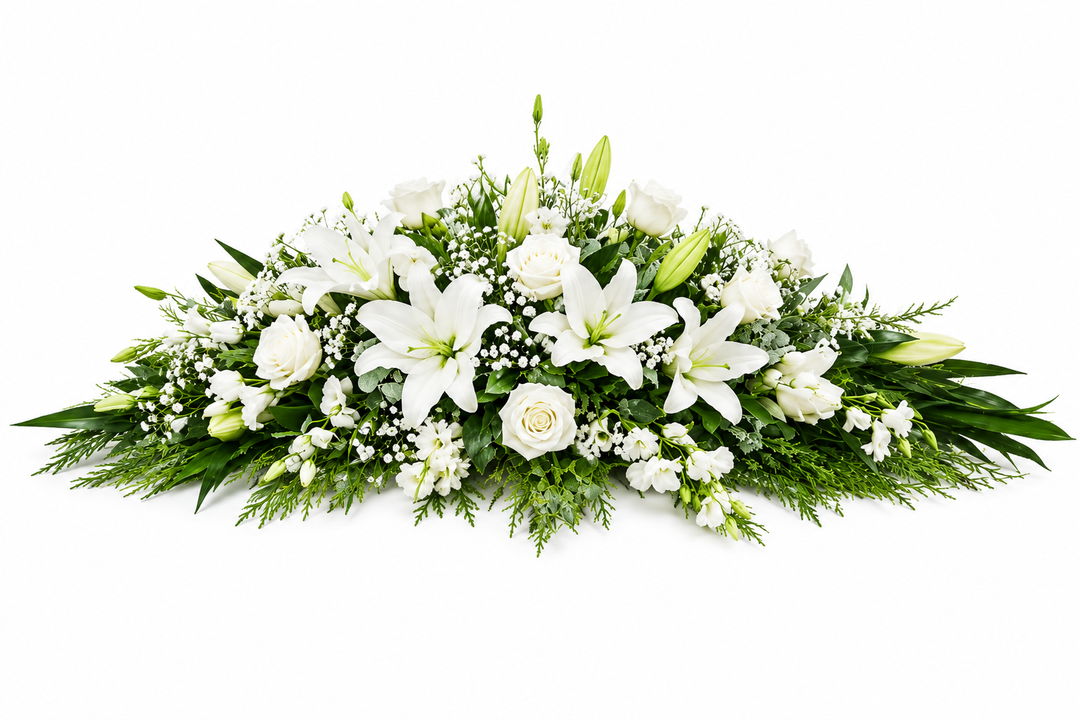 Pure Grace Casket Spray | Elegant Funeral Flowers Melbourne