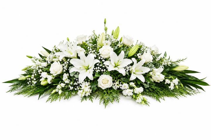 Pure Grace Casket Spray | Elegant Funeral Flowers Melbourne