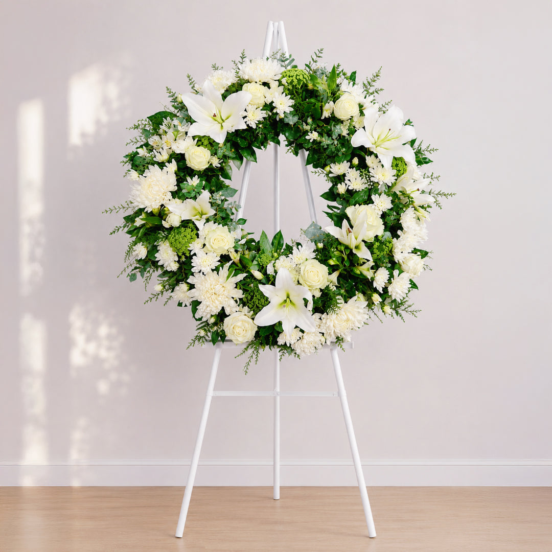 Evergreen Grace – Premium
Premium White Funeral Wreath