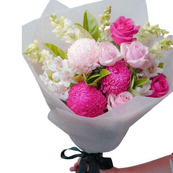 Blushing Grace Mixed Pink Rose Disbud Snapdragon Bouquet