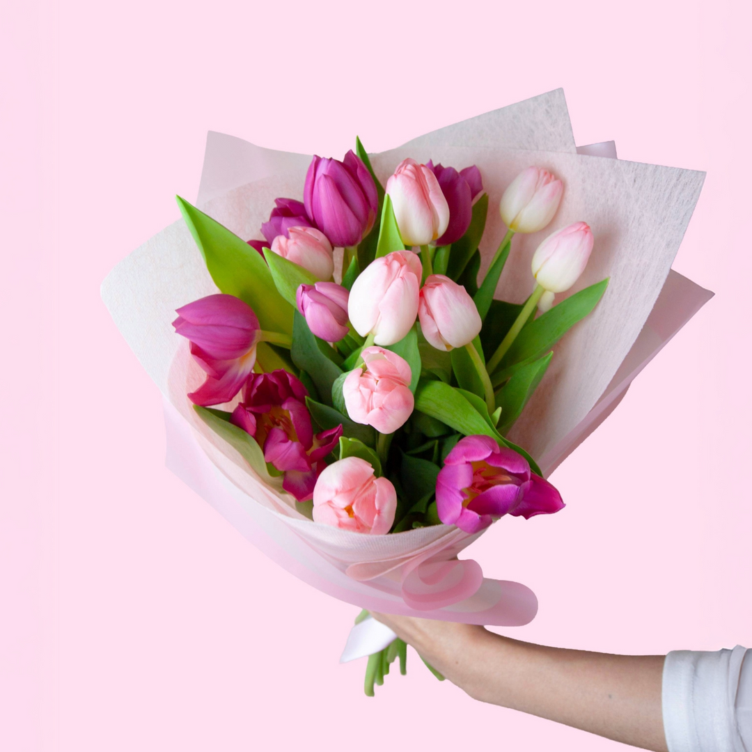 Soft mixed pink tulip bouquet for Mother’s Day – Melbourne flower delivery