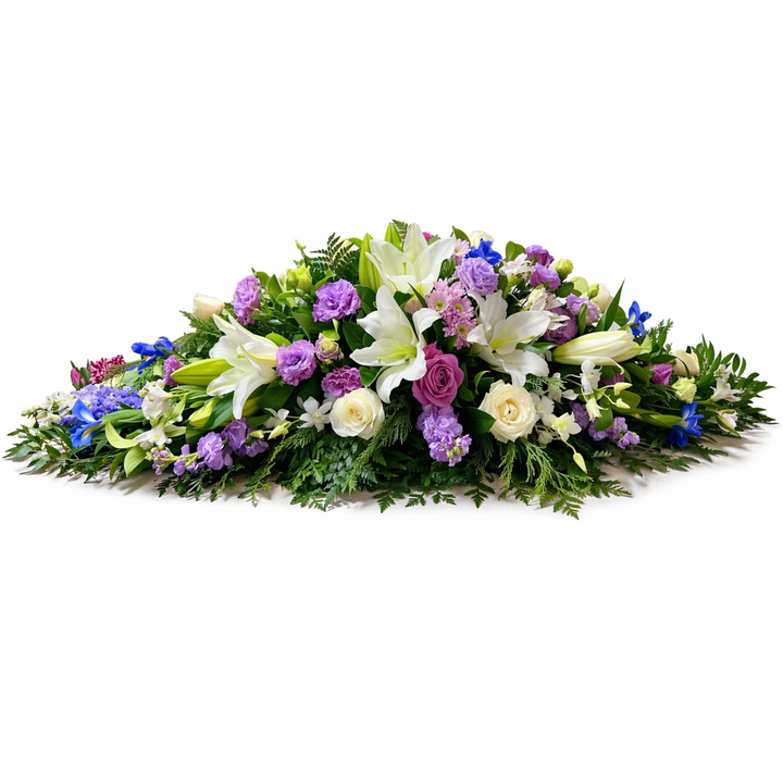 Peaceful Garden Lilac Casket Spray | Funeral Flowers Melbourne