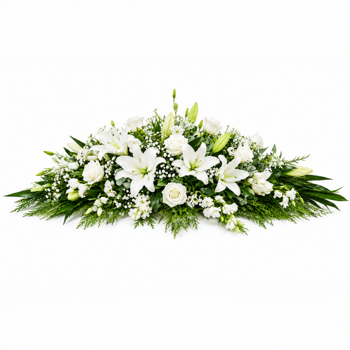Pure Grace Casket Spray | Elegant Funeral Flowers Melbourne