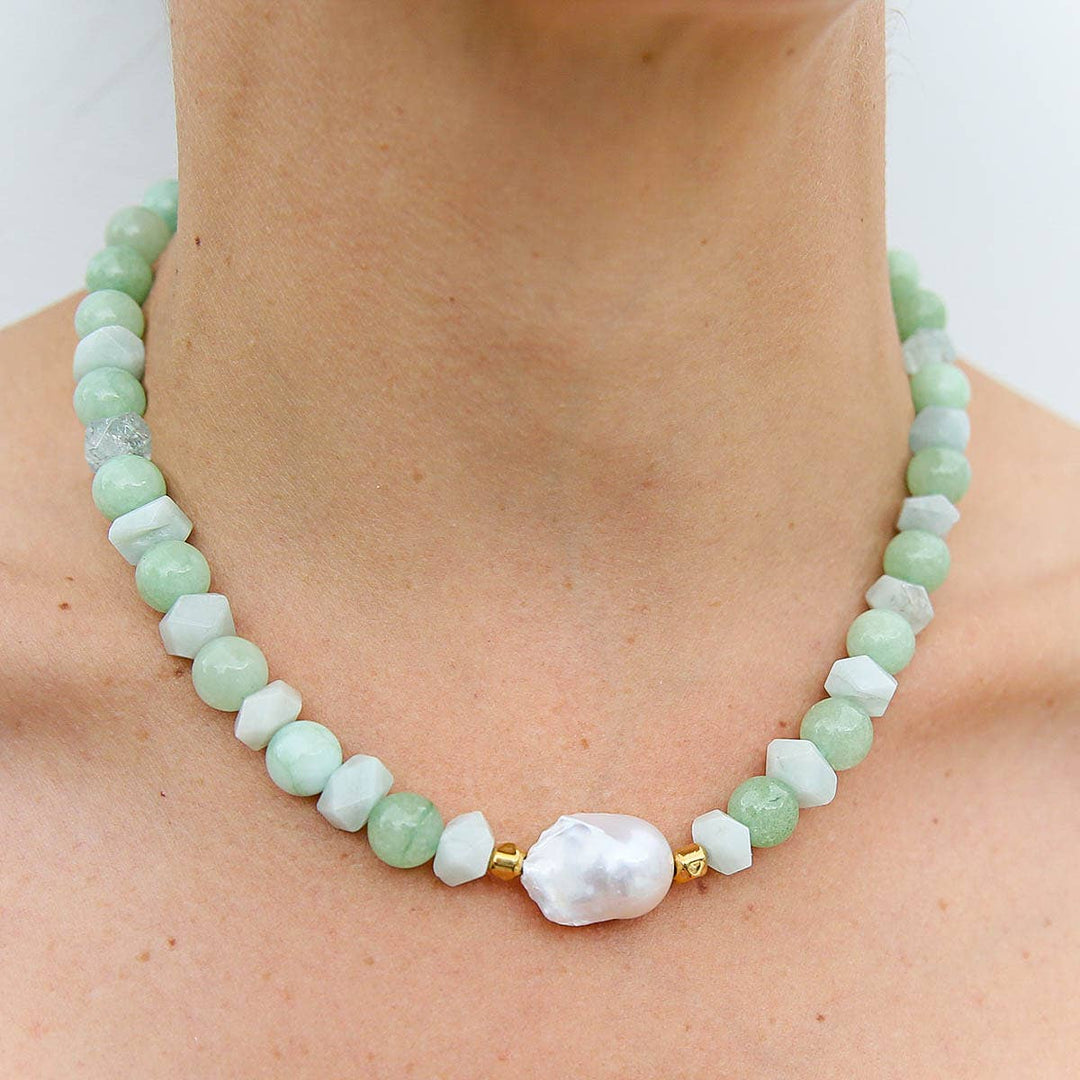 Melon Quartz Keshi Necklace