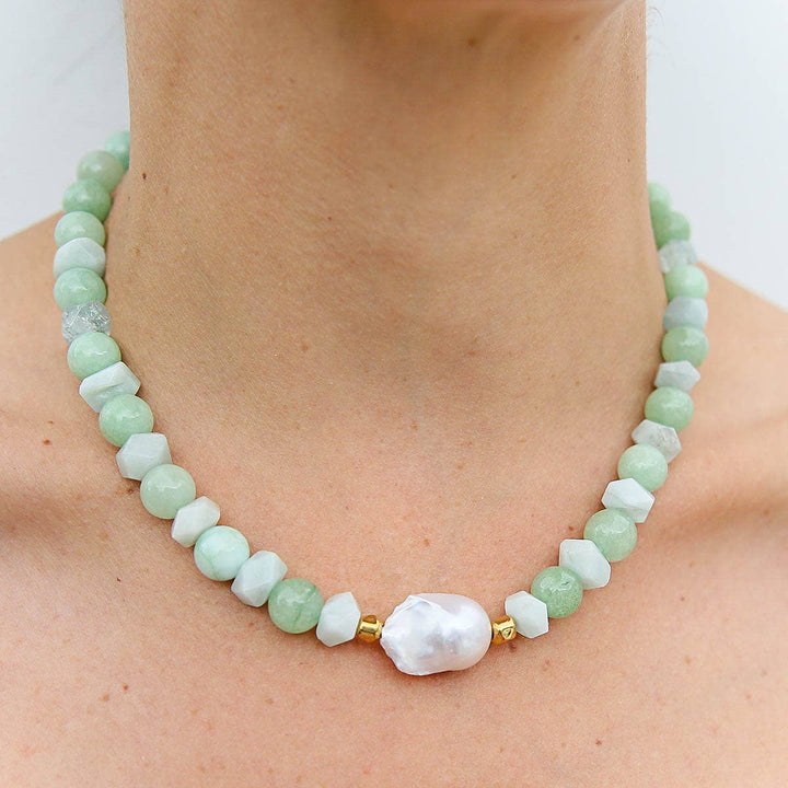Melon Quartz Keshi Necklace