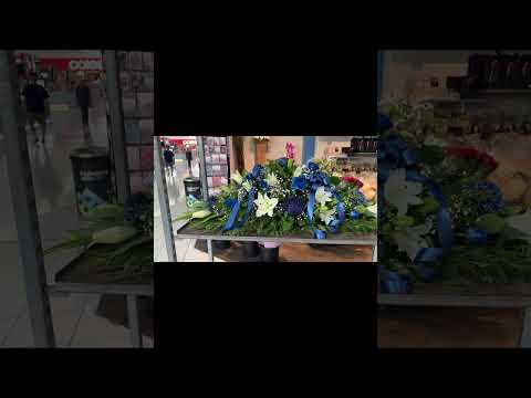 Royal Blue Rose & Lily Tribute Casket Spray| Elegant Funeral Flowers Melbourne